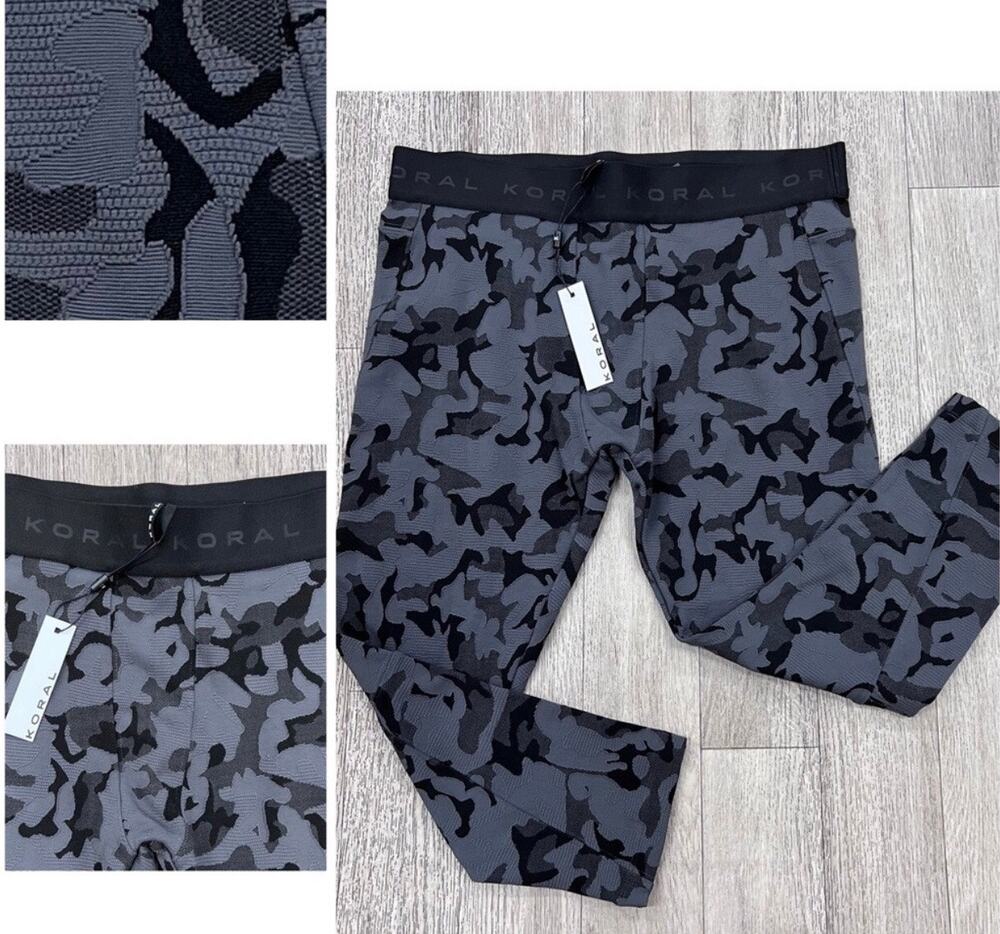 Koral Men’s Black and Gray Jacquard Legging in Lead Camo Size Large